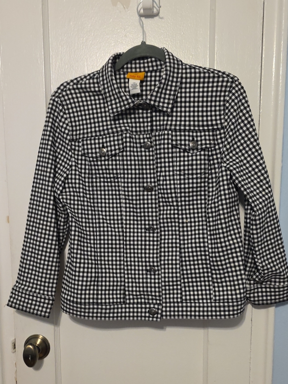 Ruby Rd. Black & White Gingham Jean Jacket